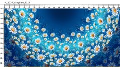 Panel- Detská polkolová sukňa - Kopretiny na modrej