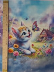 Panel - Úplet- Mačiatko s motýlikom na lúke