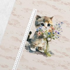 Panel - Teplákovina Kotě s květinou