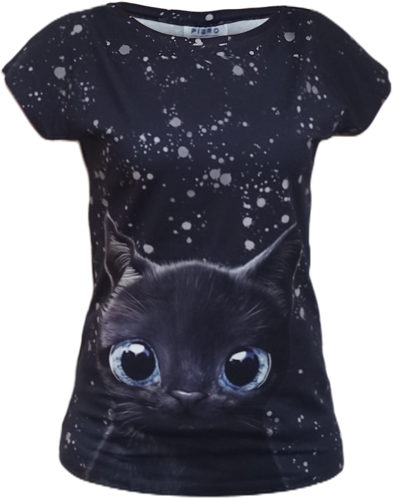 Dámské tričko s přinechaným rukávem Vykulená kočka - Velikost: S