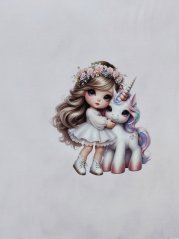 Panel - Teplákovina- Dievča s jednorožcom 50x45