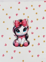 Panel - Teplákovina- Sedící jednorožec s mašlí 50x45