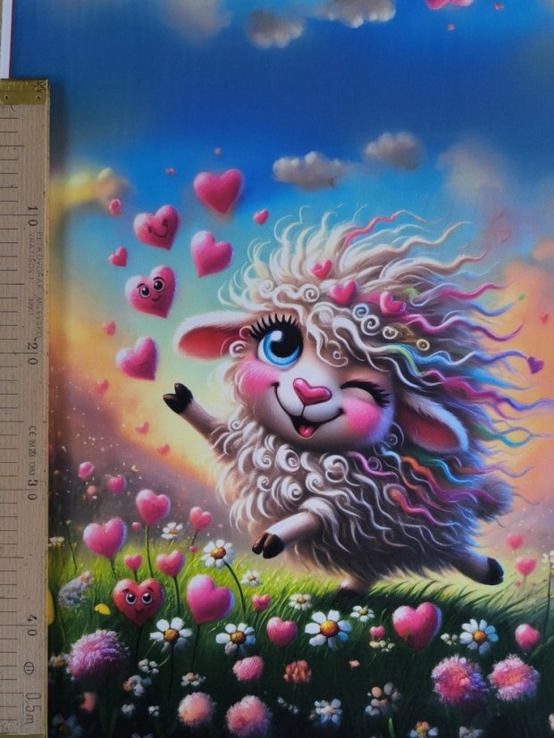 Panel- Velúr na vankúšik - Ovečka na lúke 100x50