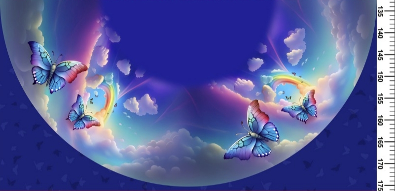 Panel- Detská polkolová sukňa MINI verzia - Motýľ na oblohe