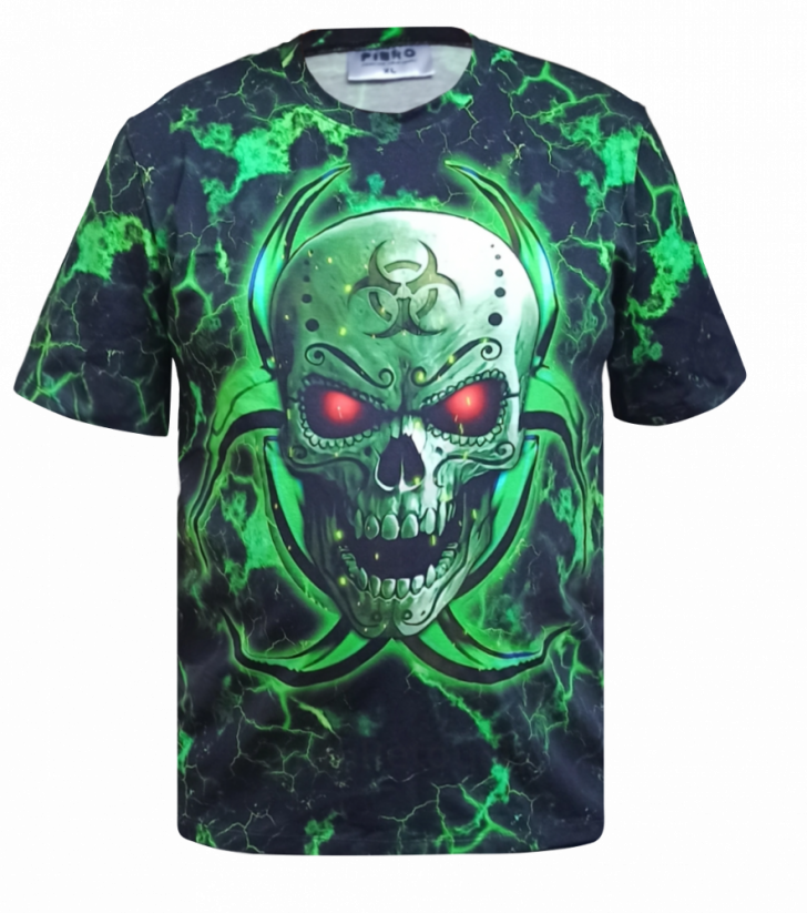 Pánske tričko Lebka na neónovo zelené - Veľkosť: L