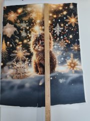 2. akosť - Panel - Teplákovina Mačička na snehu 80x60