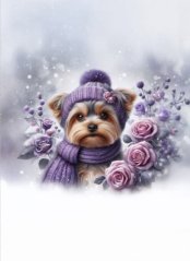 Panel- Teplákovina - Yorkšír s fialovou čiapkou 80x60