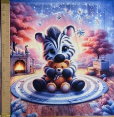 Panel- Velur na polštářek - Zebra u krbu 100x50