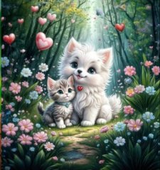 Panel - Teplákovina- Kočka a mourovaté koťátko 50x45cm