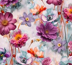 Úplet - Ružové a fialové kvety