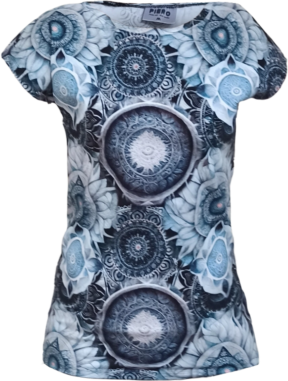 Dámské tričko s přinechaným rukávem šedá Mandala - Velikost: XL