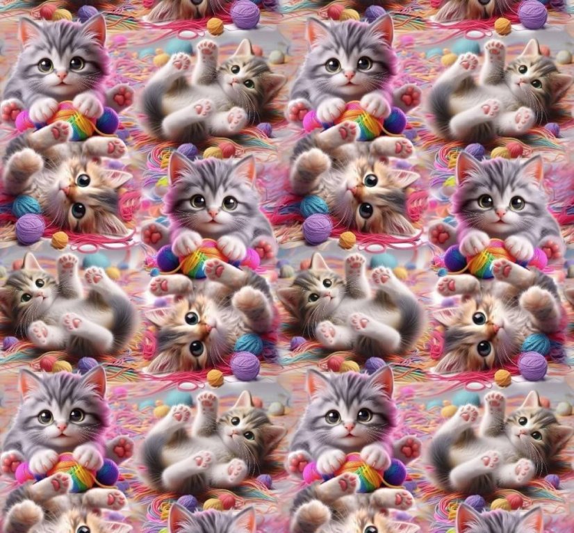 Velúr soft - Mačičky s klbkom