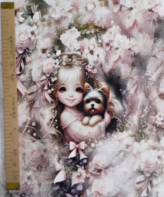 Panel - Teplákovina- Blondýnka s pejskem 50x45 pozadí 2