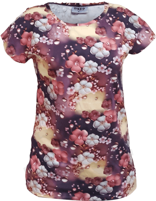 Dámské tričko s přinechaným rukávem 3D kvítky - Velikost: XL