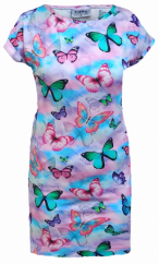 Dámske šaty s prinechaným rukávom Motýliky na batice