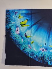 2. akosť - Panel- Detská polkolová sukňa Motýliky na modrej