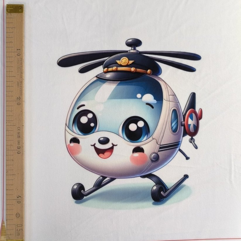 Panel- Velúr na vankúšik - Helikoptéra 100x50