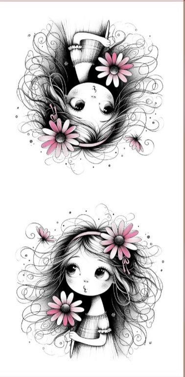 Panel- Velúr na vankúšik - Dievča s ružovým kvietkom 100x50