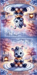 Panel- Velur na polštářek - Zebra u krbu 100x50