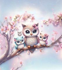 Panel - Teplákovina - Sovičky na vetve 50x45