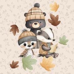 Panel - Teplákovina Zvieratká na jeseň