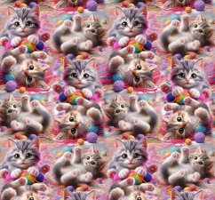 Velúr soft - Mačičky s klbkom