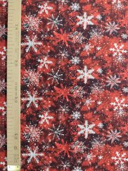 Teplákovina nepočesaná- Vločky na červené