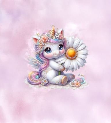 Panel - Úplet- Jednorožec s kvetinou