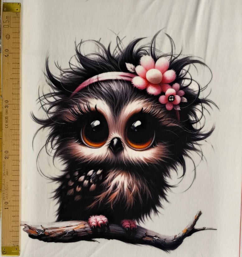 Panel- Velúr na vankúšik - Sova s ​​čelenkou 100x50