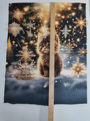 2. akosť - Panel - Teplákovina Mačička na snehu 80x60
