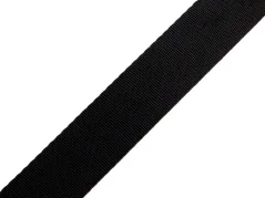 Hladký oboustranný popruh s leskem šíře 25 mm - Černý