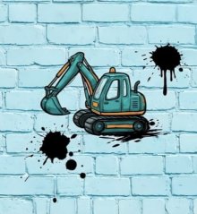 Panel - Teplákovina- Zelenomodrý bager 50x45