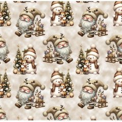 Teplákovina nepočesaná- Sněhuláci na béžové