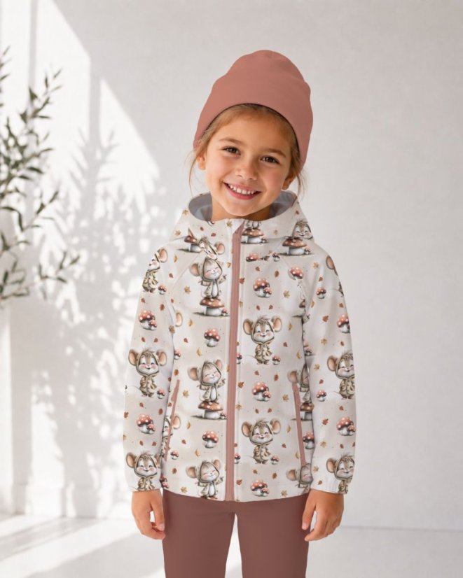 Softshell zimní s fleec - Myšky a muchomůrky