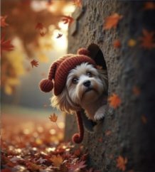 Panel - Teplákovina- Psík v kmeni 47x43