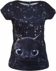 Dámské tričko s přinechaným rukávem Vykulená kočka