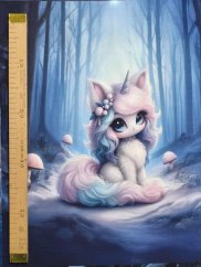 Panel - Teplákovina- Chlpatý jednorožec 50x45cm