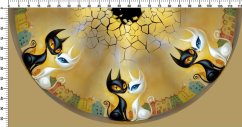 Panel- Dětská půlkolová sukně - Černá a bílá kočka