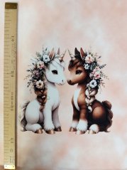 Panel - Teplákovina- Koník a kvety 50x45