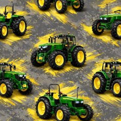 Teplákovina nepočesaná- Zelené traktory so žltou