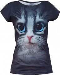 Dámské tričko s přinechaným rukávem Kočka