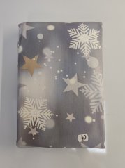 2. akosť - Teplákovina nepočesaná Vločky a hviezdy na fialovej- 1,5m