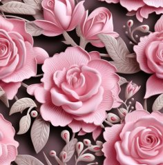 Teplákovina nepočesaná- Růžové 3D růže