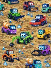 Úplet - Barevné stavební stroje