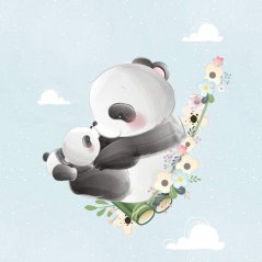 Panel - Teplákovina Panda s miminkem