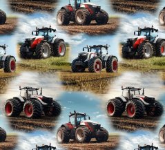Teplákovina nepočesaná- Traktor na poli