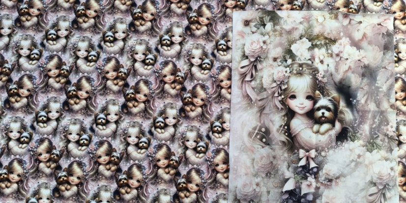 Panel - Teplákovina- Blondýnka s pejskem 50x45 pozadí 2