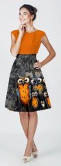 Panel- Polkolová sukňa - Sovy