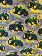 Teplákovina nepočesaná- Zelené traktory so žltou