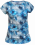 Dámské tričko s přinechaným rukávem Modro stříbrné květy - Velikost: L
